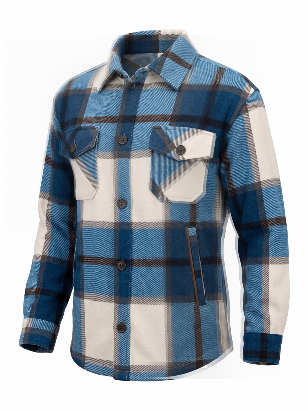Zenana Women’s Blue Plaid Shacket Button Front Shirt Jacket - Size Medium